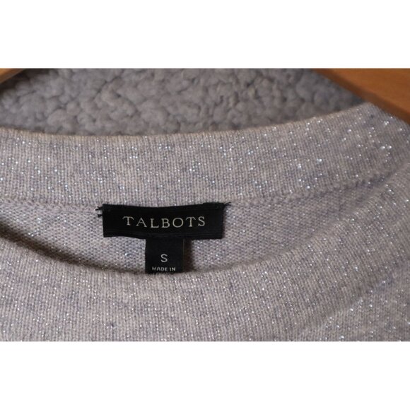 Talbots Gray Metallic Knit Sweater Womens S Lightweight Long Sleeve Crew Neck - Picture 3 of 6